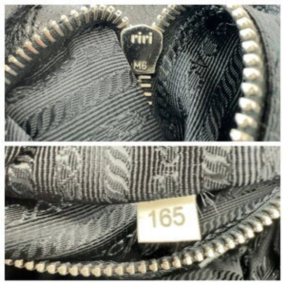 PRADA Tessuto Wrinkled Triangle Black Nylon Leather Hobo Shoulder Bag - Picture 6 of 9